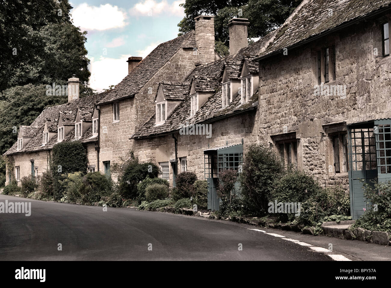 Snowshill village cottages Cotswolds UK Stock Photo Alamy