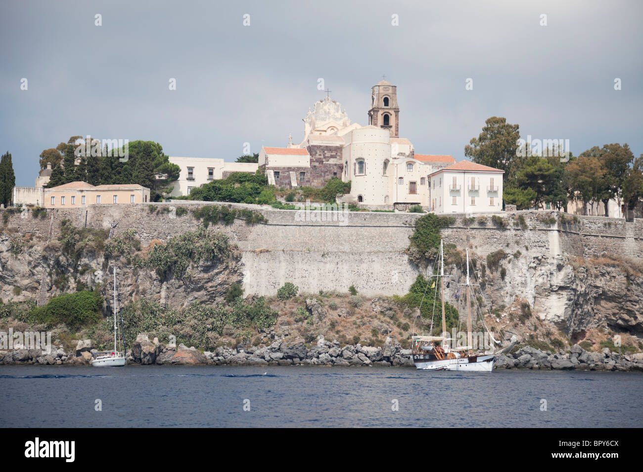 The Duomo in the citadel of the Lipari island. Stock Photo