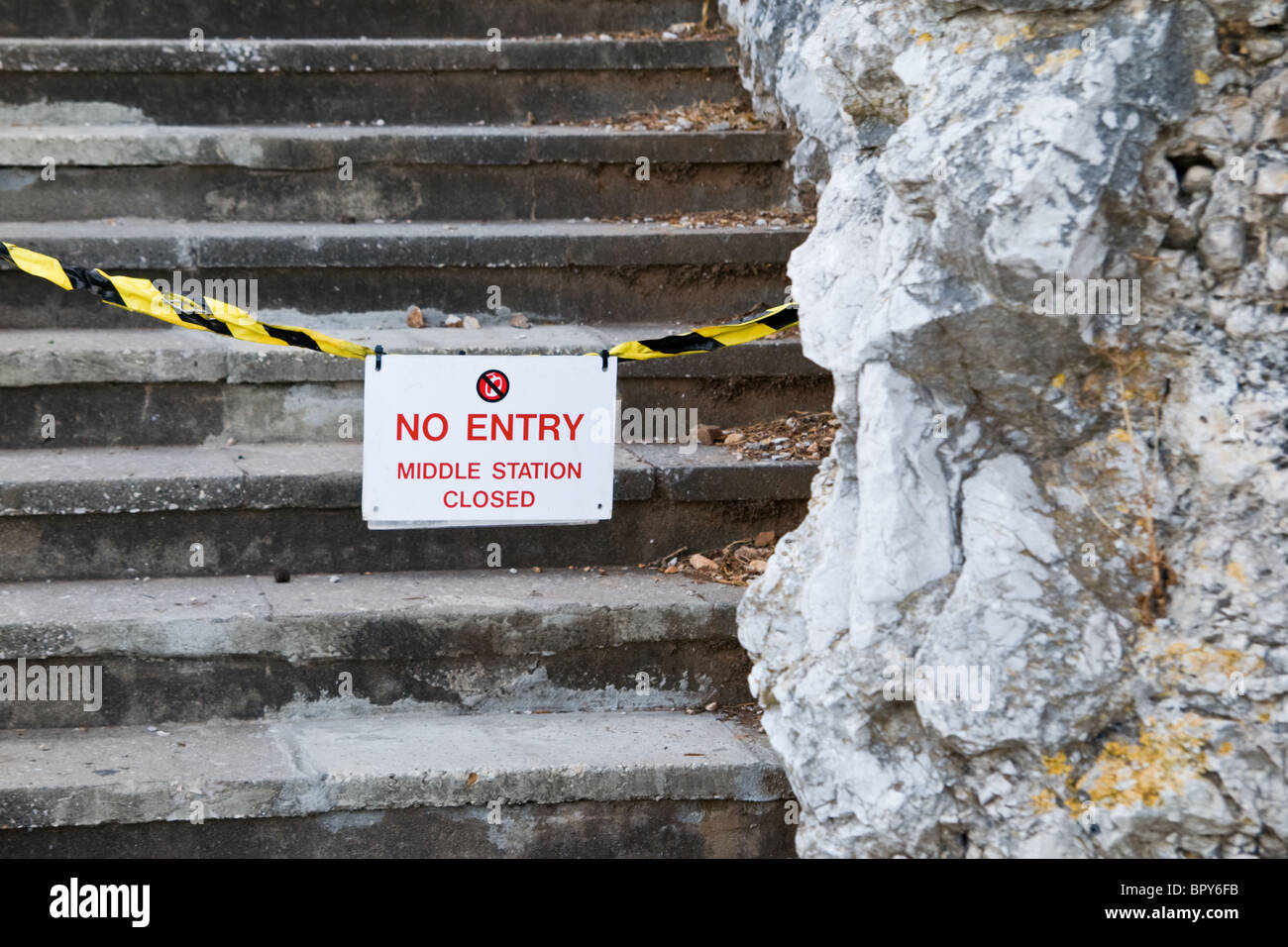 No entry, middle station closed sign Stock Photo - Alamy
