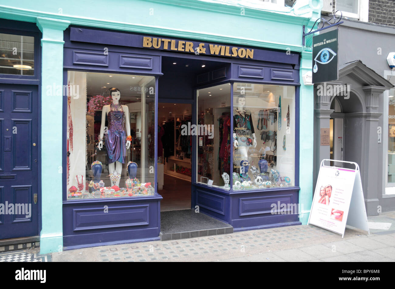 The shop front of the Butler & Wilson, maker of fine handmade jewelry, on South Molton St, London, UK Stock Photo