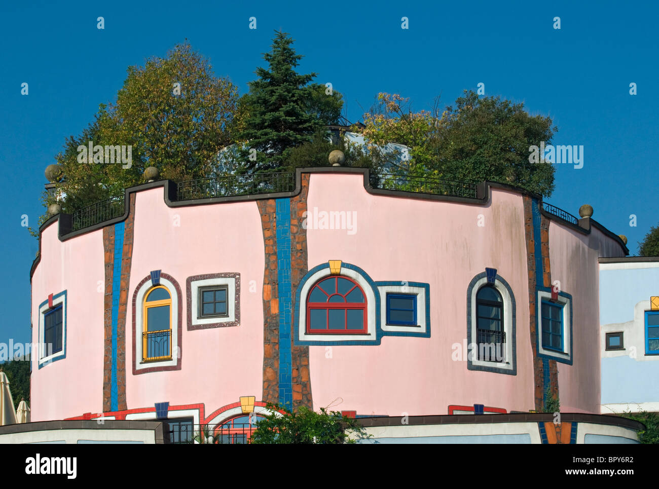 Building of Geistreich Conference Centre at Rogner Bad Blumau Thermal Spa and Hotel Designed by Hundertwasser, Styria, Austria Stock Photo