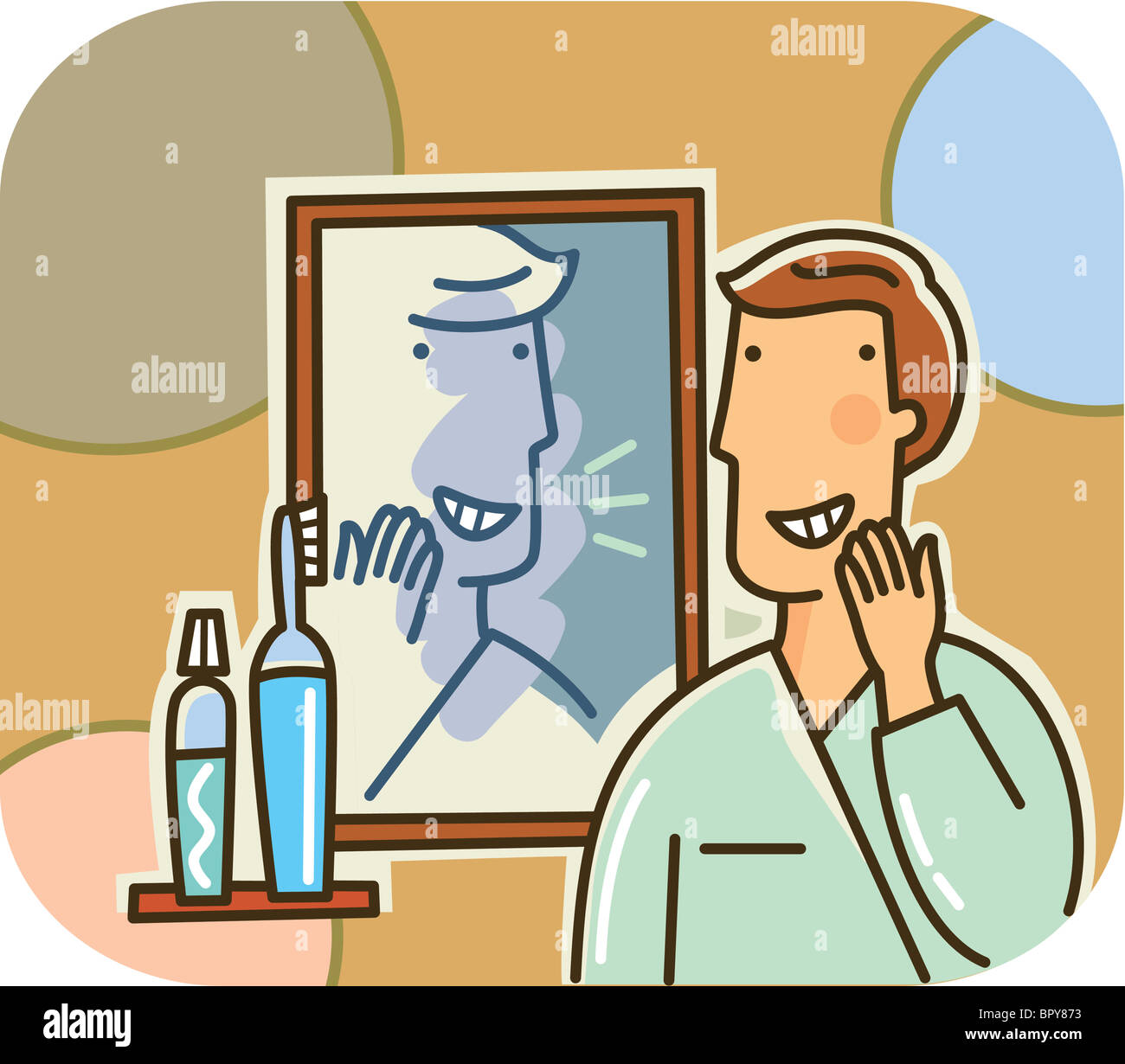 Man looking into mirror cartoon hi-res stock photography and images - Alamy