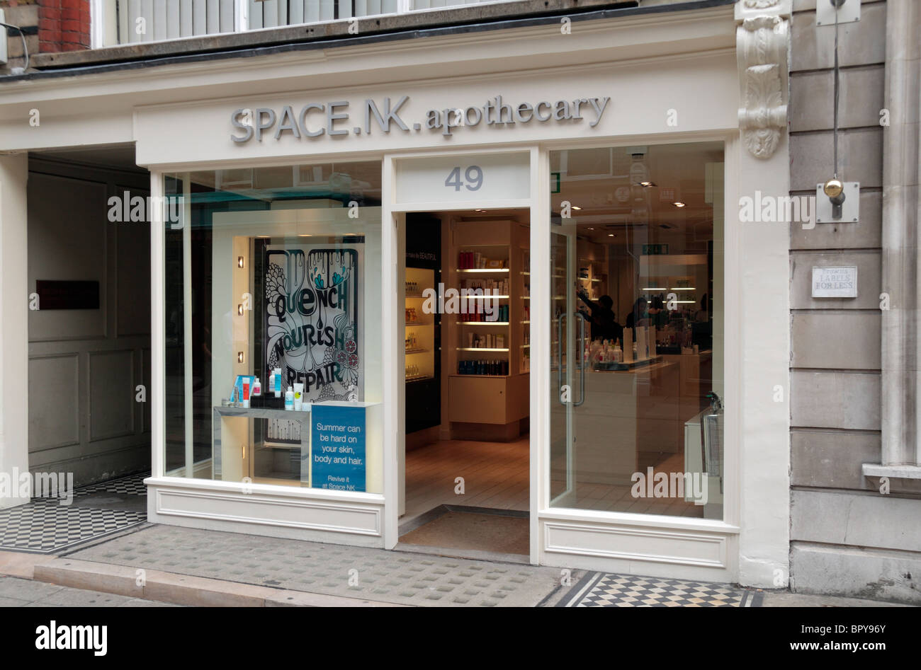 The shop front of the Space NK Apothecary store on South Molton Street, London, UK. Stock Photo