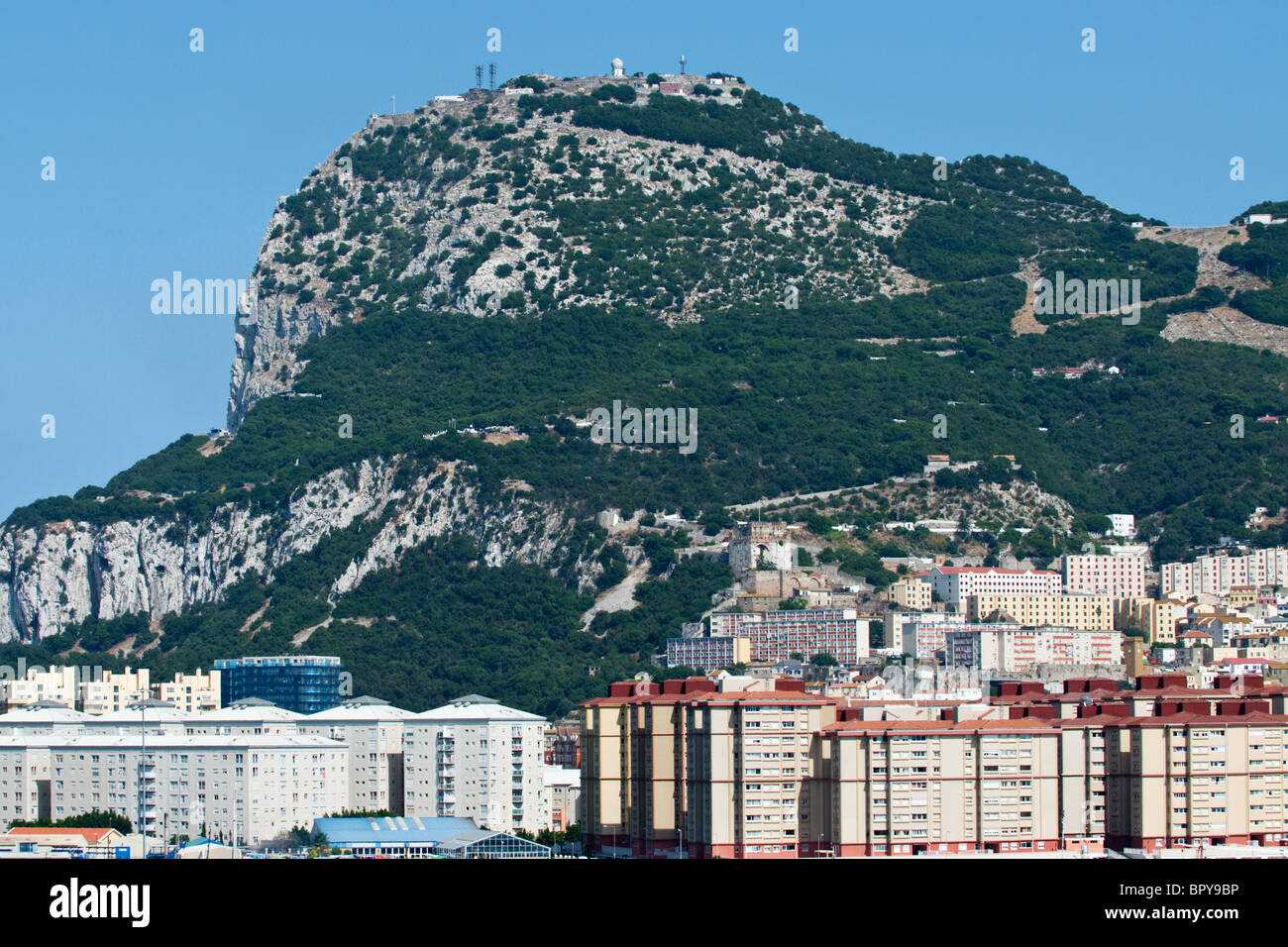 A set of photographs from Gibraltar, The Gibraltar Rock , town and Harbour (Harbor) Stock Photo