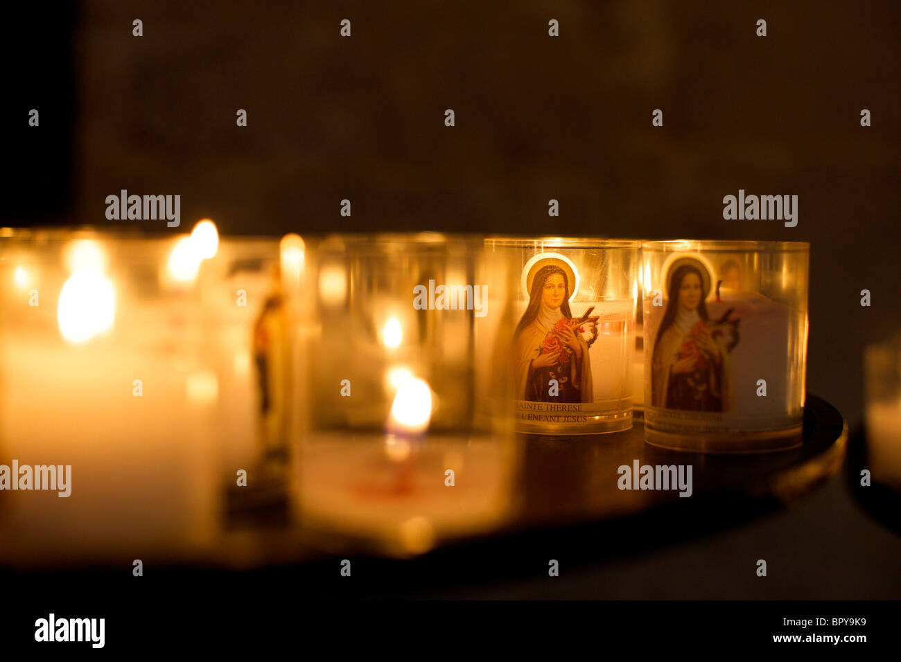 Votive candles in a catholic church in France Stock Photo Alamy