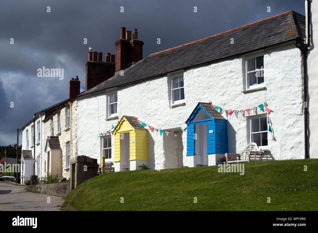 Classic Cornish Harbour cottages at Charlestown Cornwall UK Stock Photo