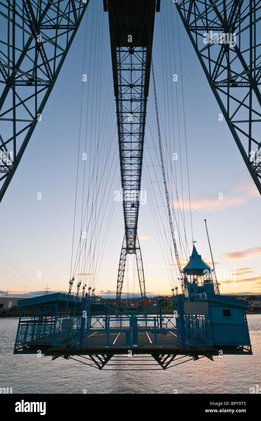 Newport Transporter Bridge South Wales UK.  The bridge spans the River Usk  over which it carries cars, trucks and pedestrians. Stock Photo