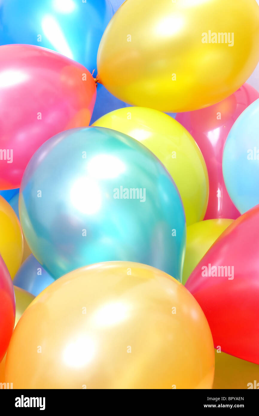 Background of various colorful party balloons Stock Photo