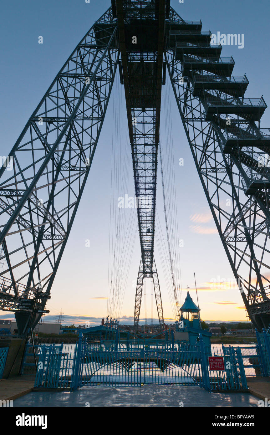 Newport Transporter Bridge South Wales UK.  The bridge spans the River Usk  over which it carries cars, trucks and pedestrians. Stock Photo