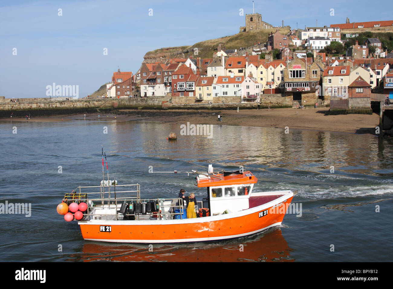 A fishing boat in Whitby Harbour, North Yorkshire Stock Photo Alamy