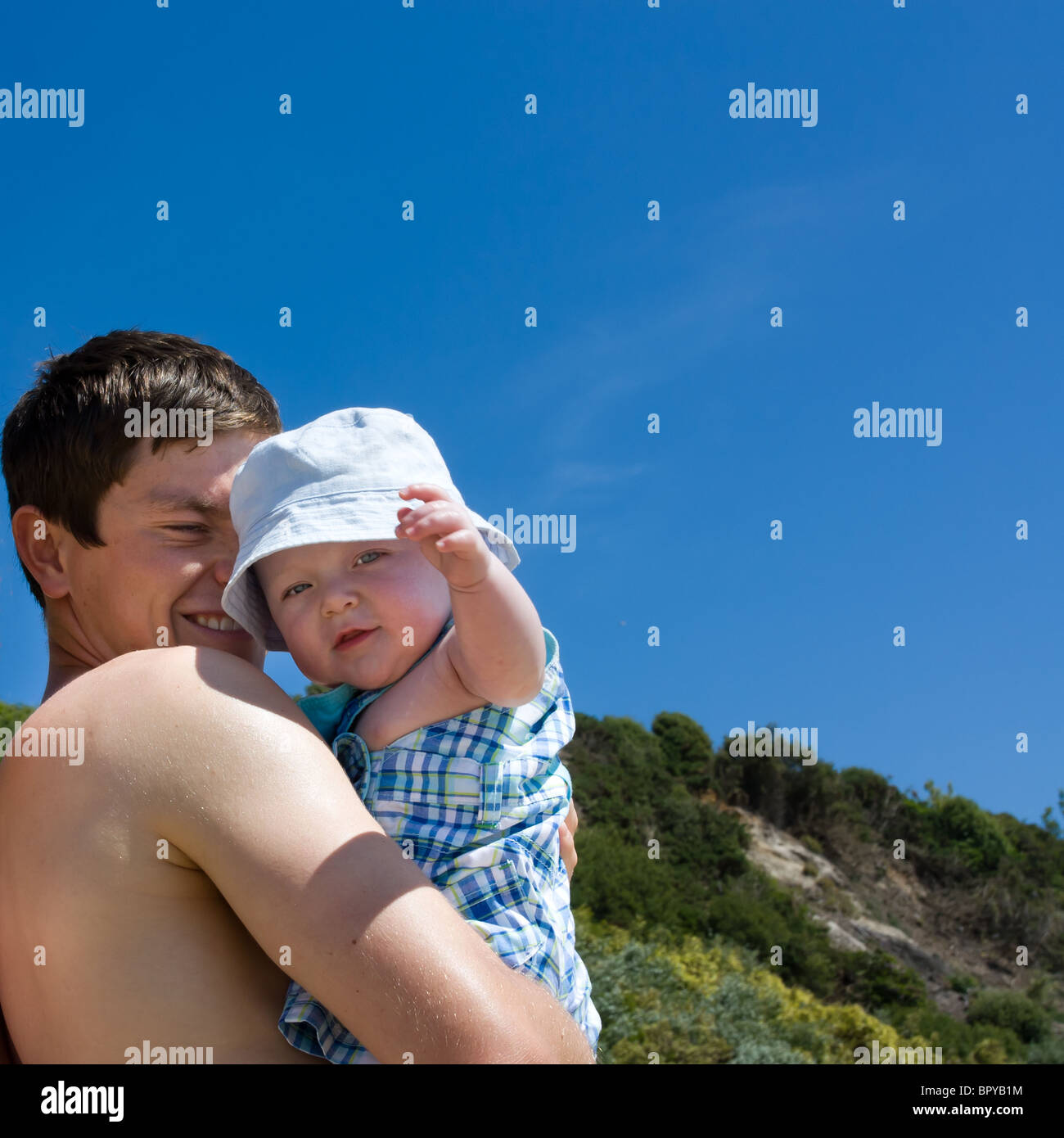 3 month old at the beach