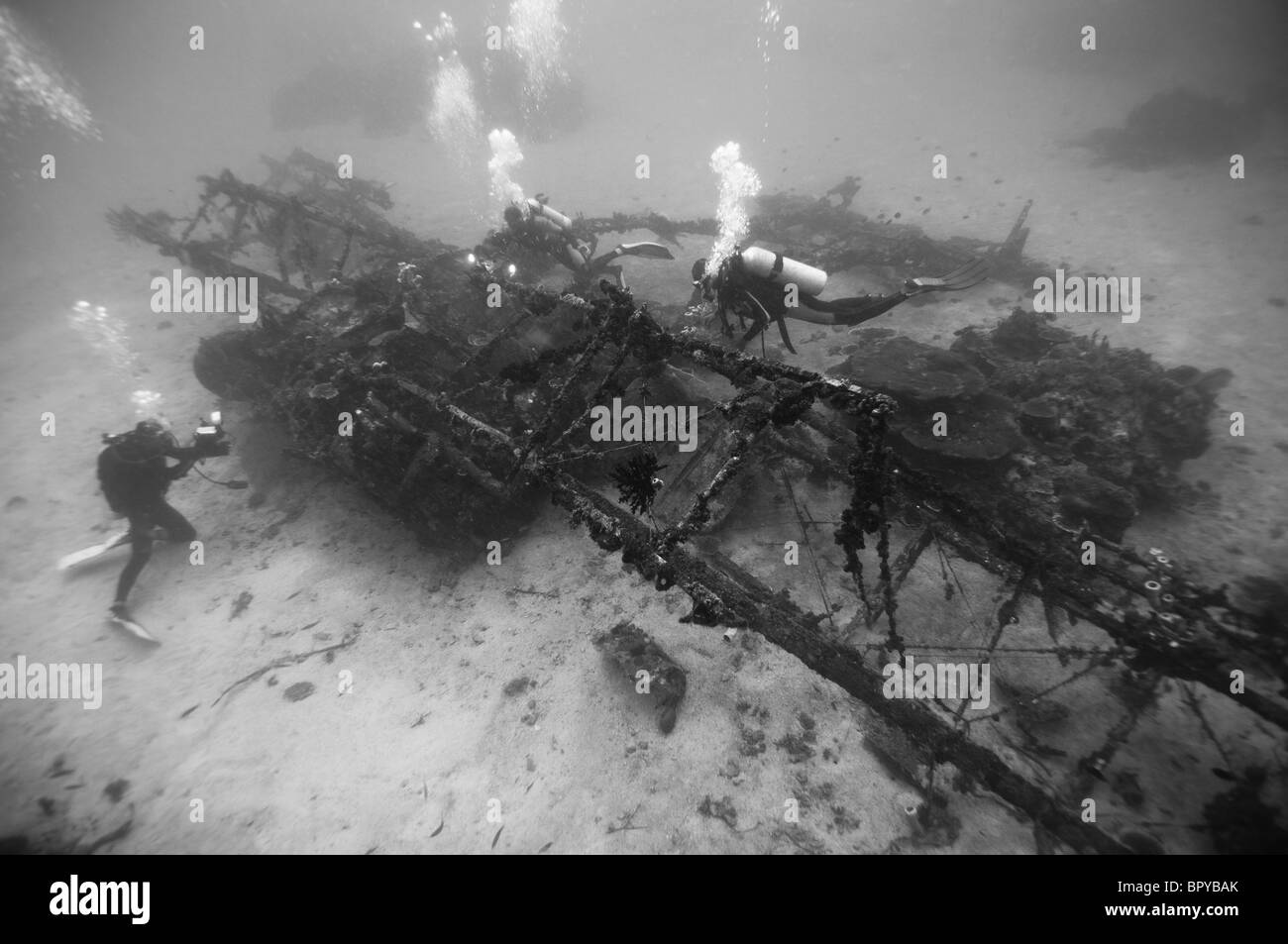 Wreck of Sikorsky S-38 once owned by Herbert Johnson of S C Johnson, Manokwari, West Papua, Indonesia. Stock Photo