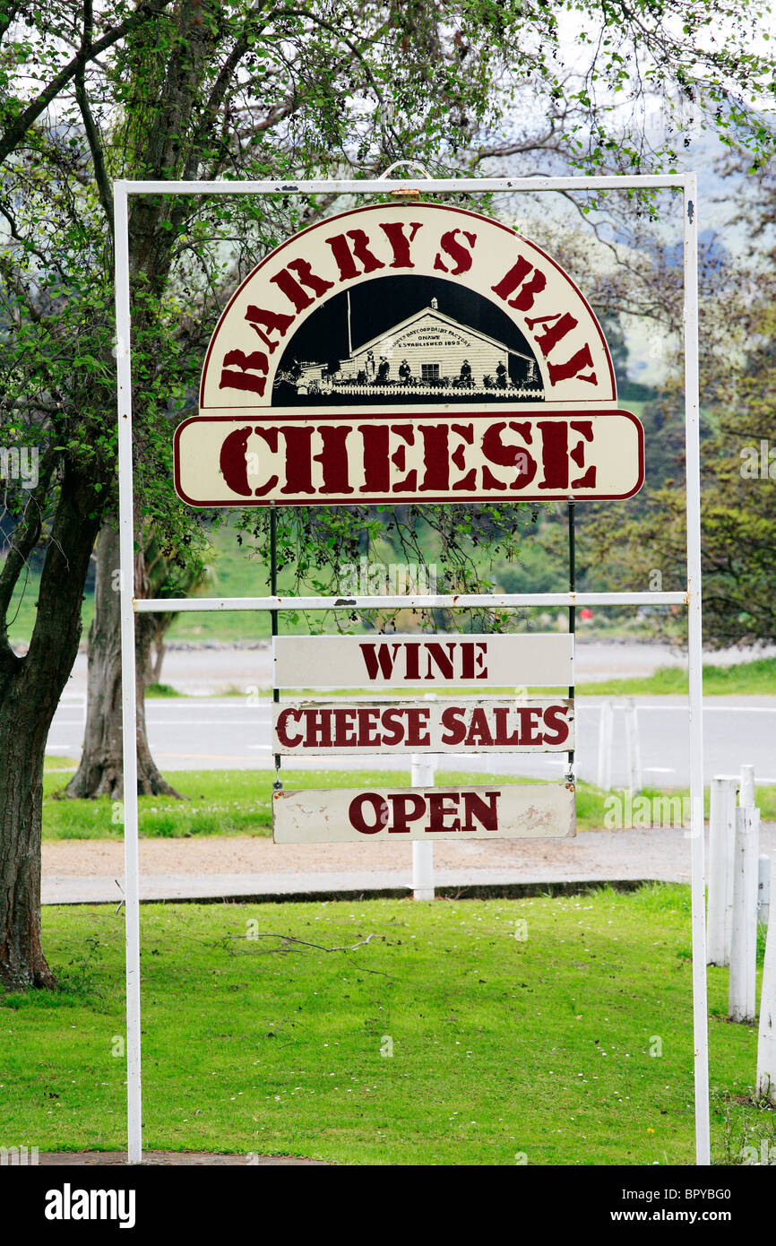 Barrys Bay cheese company Akaroa Banks Peninsula near Christchurch New Zealand Stock Photo