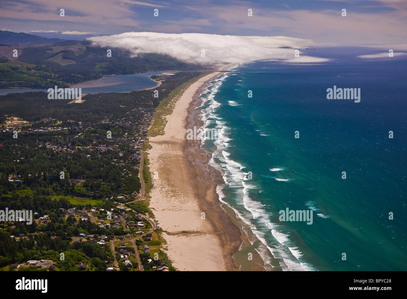 MANZANITA, OREGON, USA Manzanita Beach and Pacific Ocean surf on