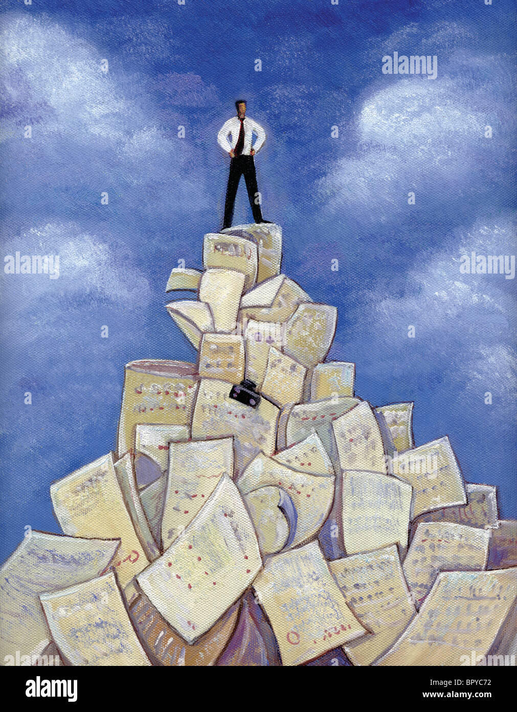 Illustration man standing on pile hi-res stock photography and images -  Alamy