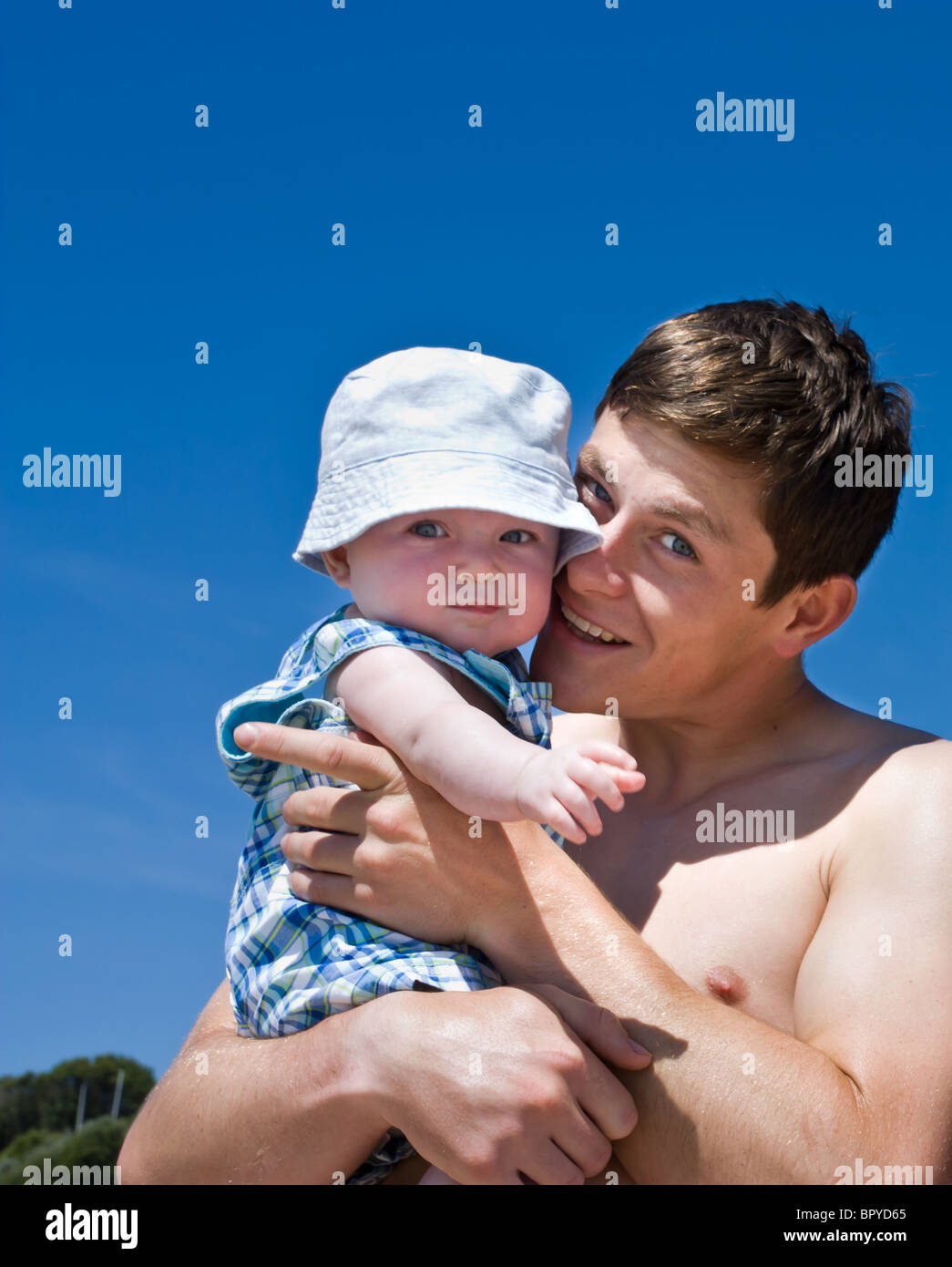 2 month old at the beach