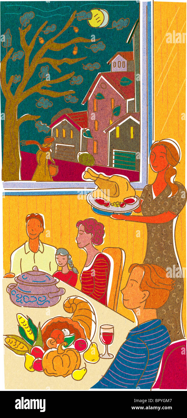 A family having thanksgiving dinner Stock Photo - Alamy
