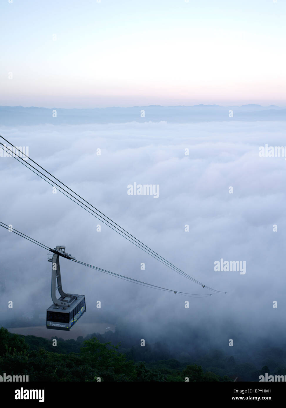 Cable car to the summit of Mt. Hakodate Stock Photo