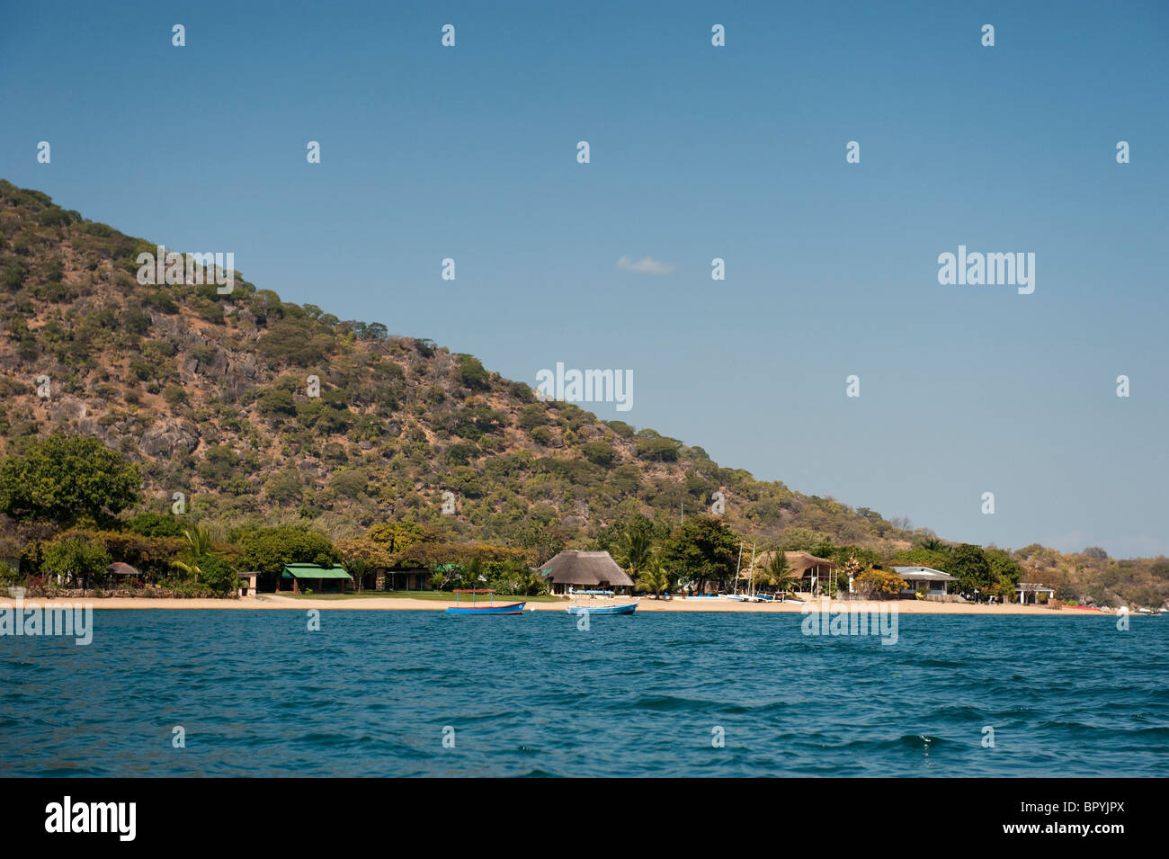Chembe village on Lake Malawi, Cape Maclear, Malawi Stock Photo