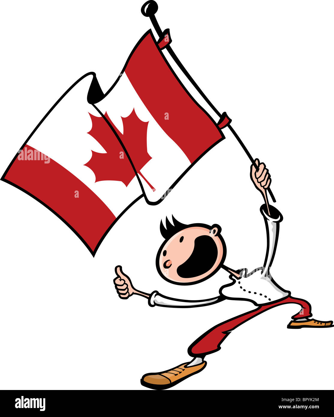 A happy man waving a Canadian flag Stock Photo - Alamy