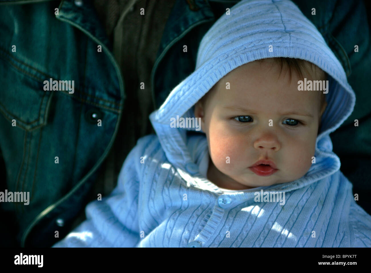 Infant boy sits with his father Stock Photo Alamy