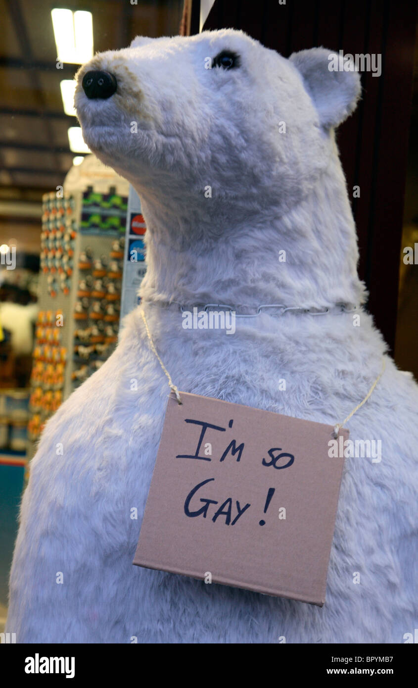 Polar Bear decorated for Reykjavik Gay Pride Stock Photo