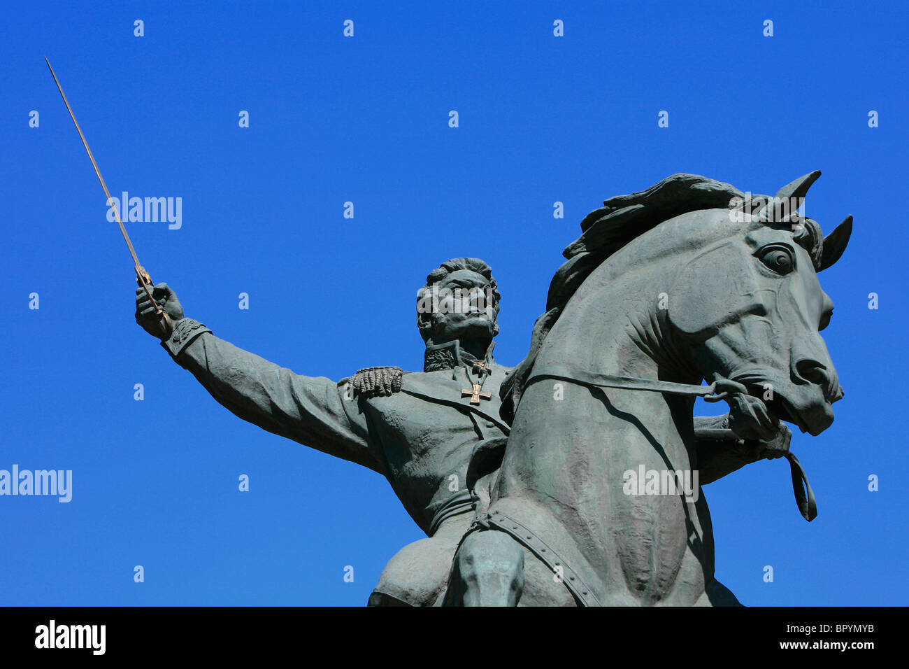 Statue of Prince Pyotr Ivanovich Bagration (1765-1812) in Moscow, Russia Stock Photo