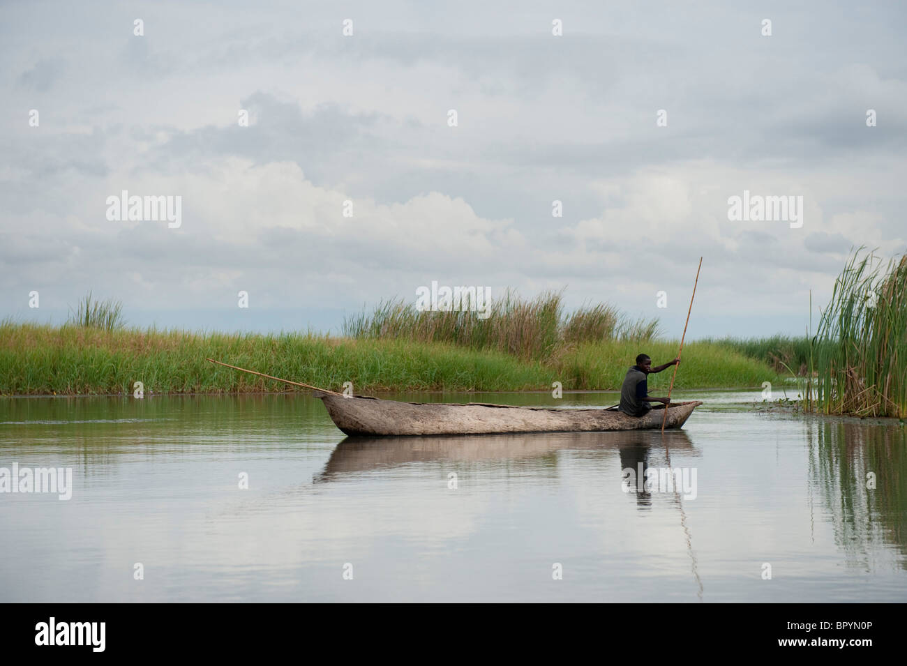 Dugout canoe, Lake Chilwa, Malawi Stock Photo