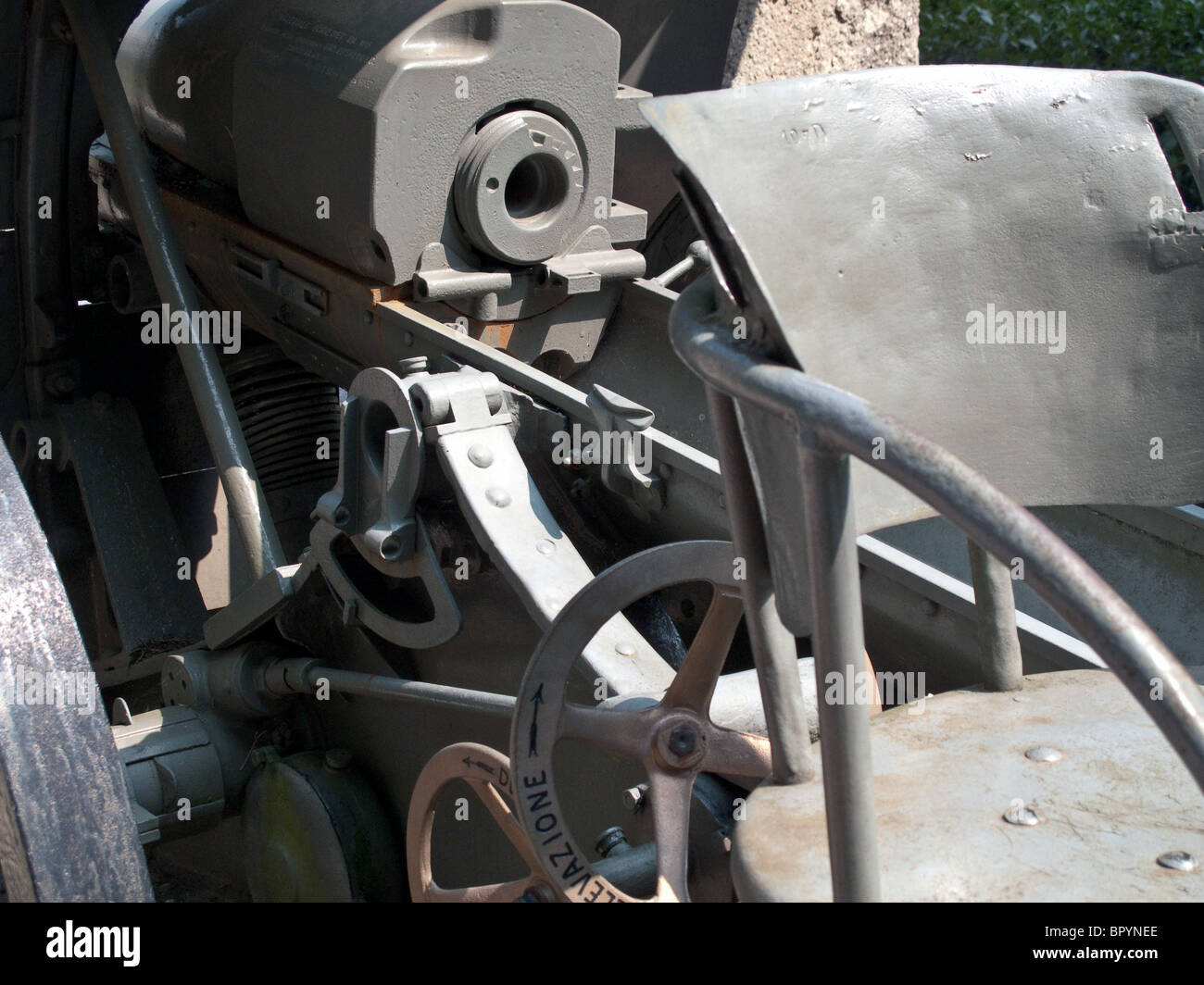 Old war residual gun, detail armament breech Stock Photo