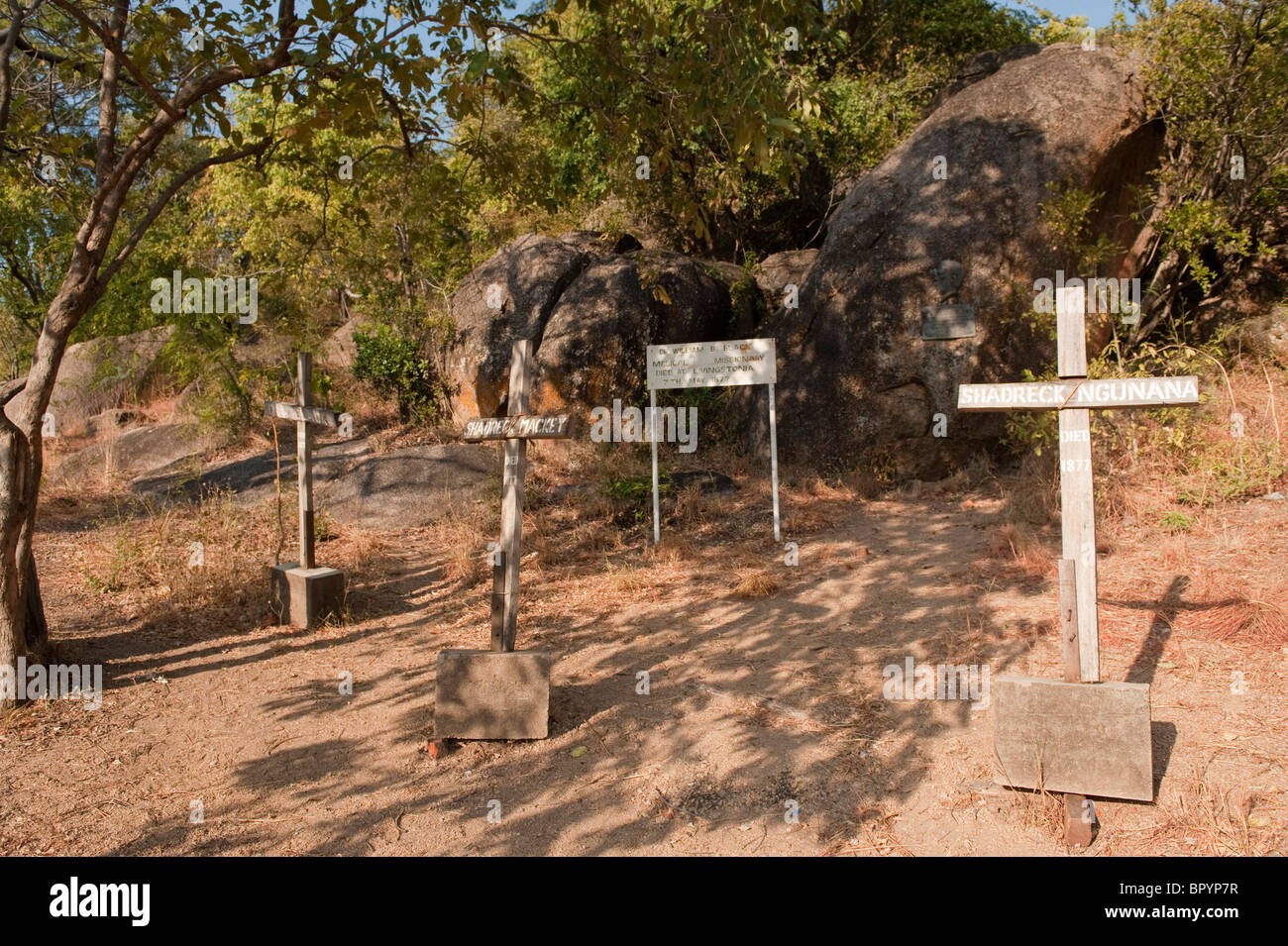 Missionary graves, Cape Maclear, Malawi Stock Photo