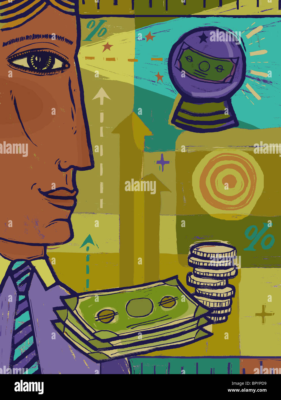 Businessman looking into crystal ball hi-res stock photography and ...