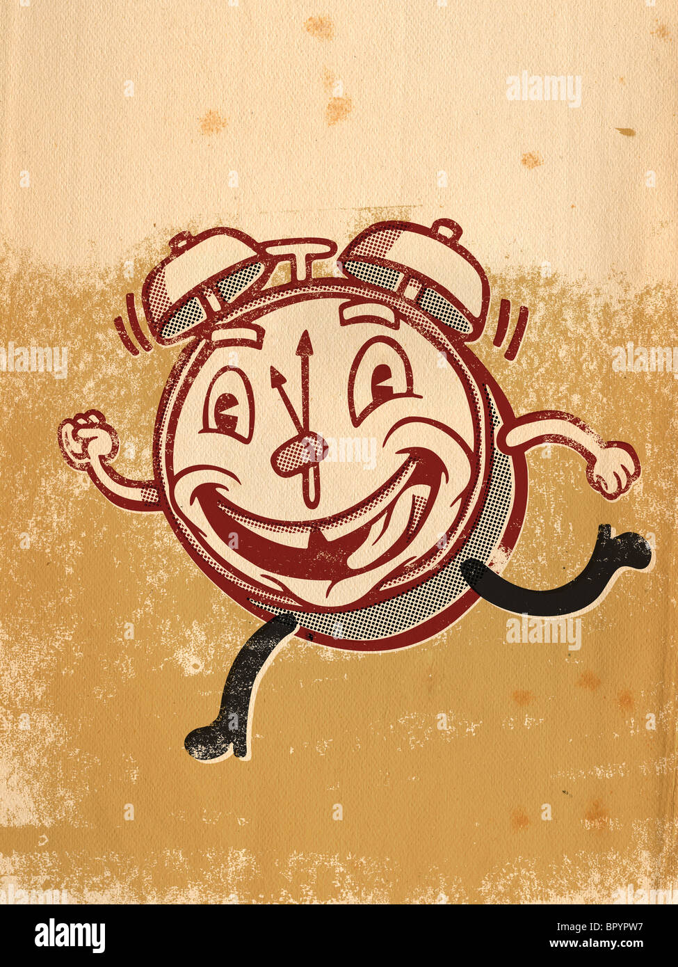 A running clock with a face on it Stock Photo Alamy