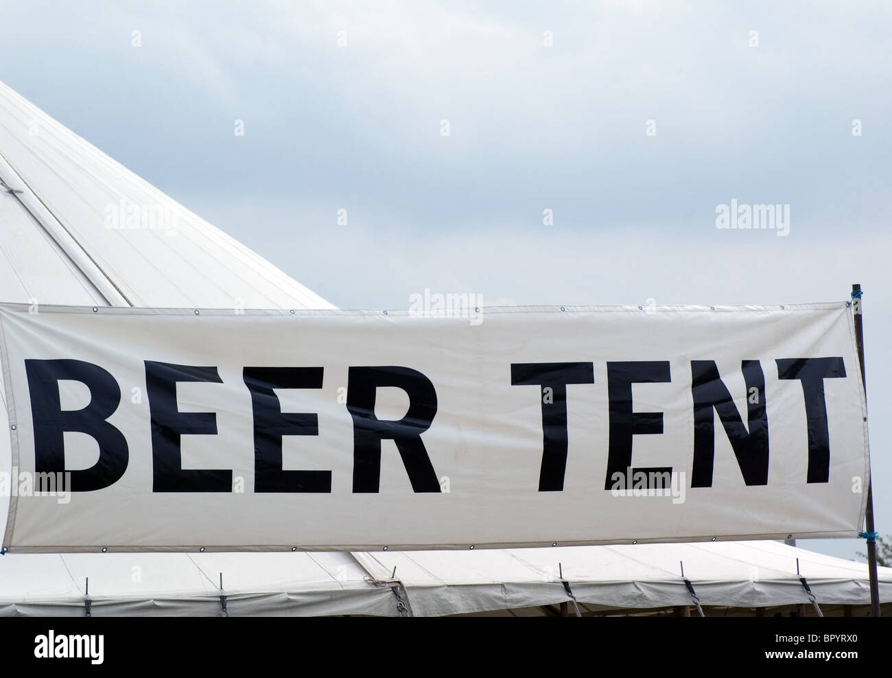 a beer tent sign Stock Photo