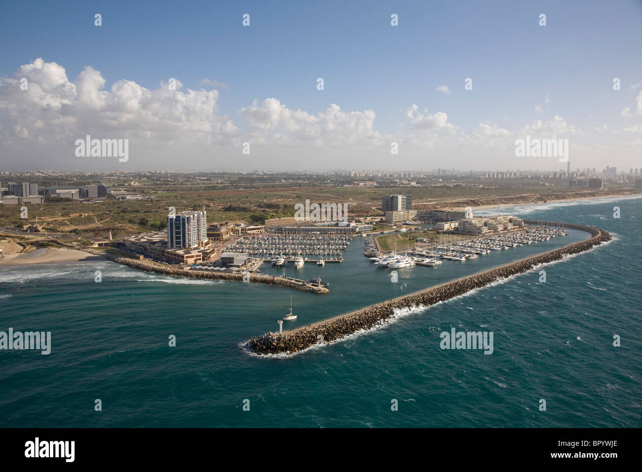Aerial photograph of Herzliyah's Marina Stock Photo