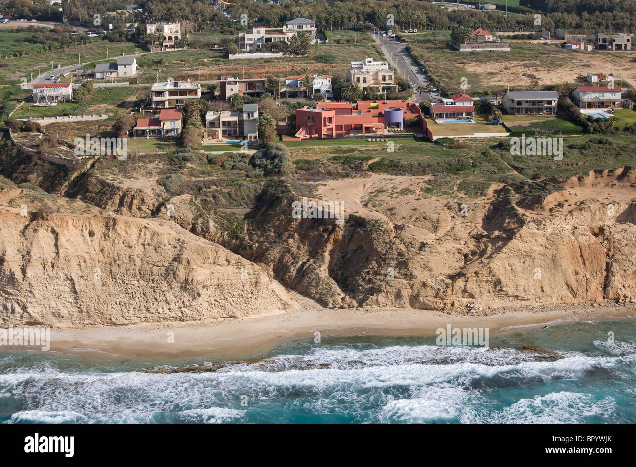 Aerial photograph of the Arsuf neighborhood in the Costal plain Stock Photo