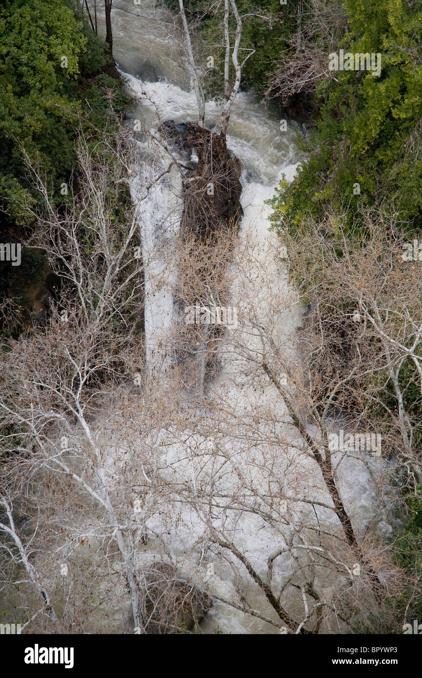 Aerial photograph of the Banias water fall in the Upper Galilee Stock Photo