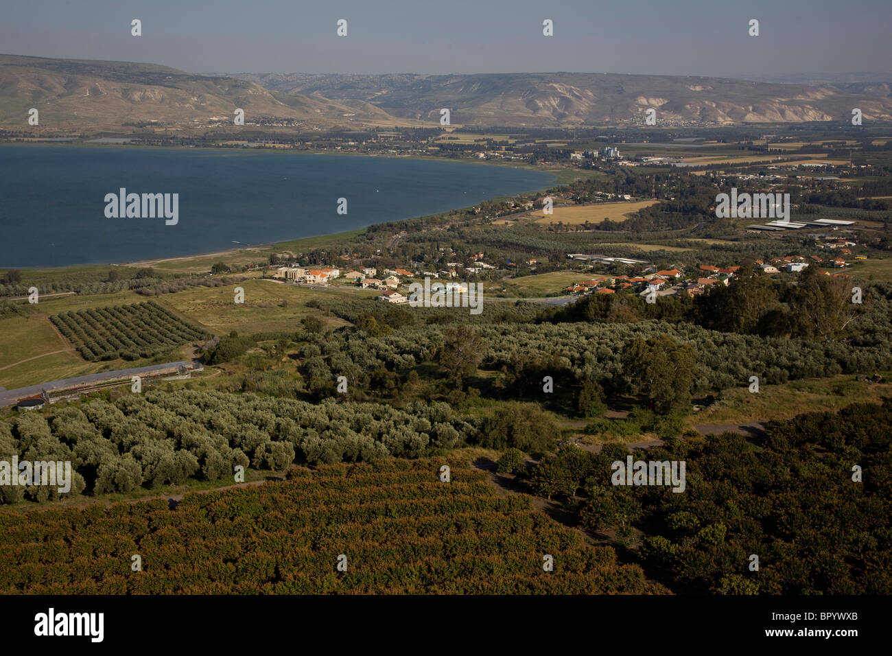 Aerial photograph of the Sea of Galilee Stock Photo