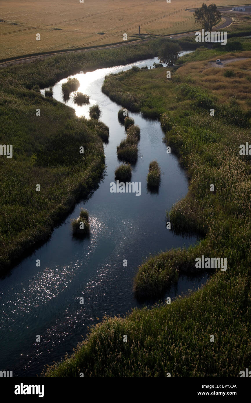 Aerial photograph of the Collective stream in the Jordan valley Stock Photo