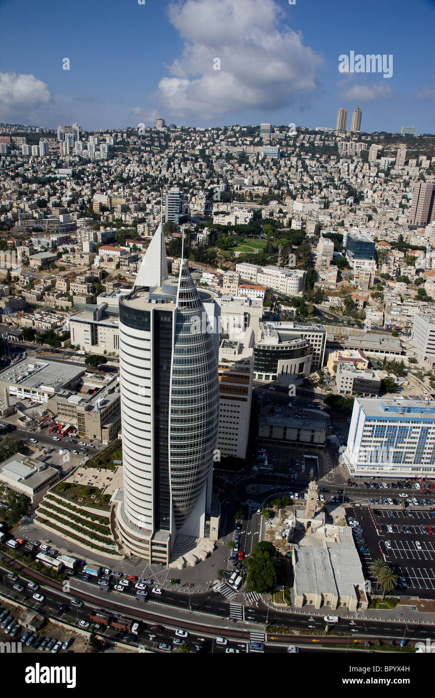 Aerial image of Haifa's Government center Stock Photo