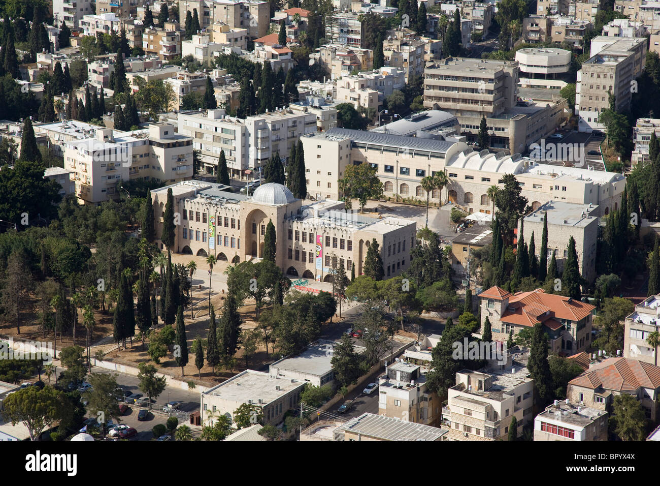 Aerial photograph of Haifa's Science museum - Technoda Stock Photo