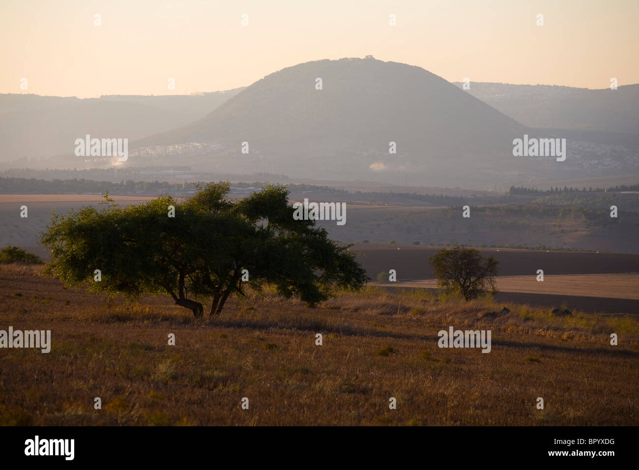 Photograph of the lower Galilee at dawn Stock Photo