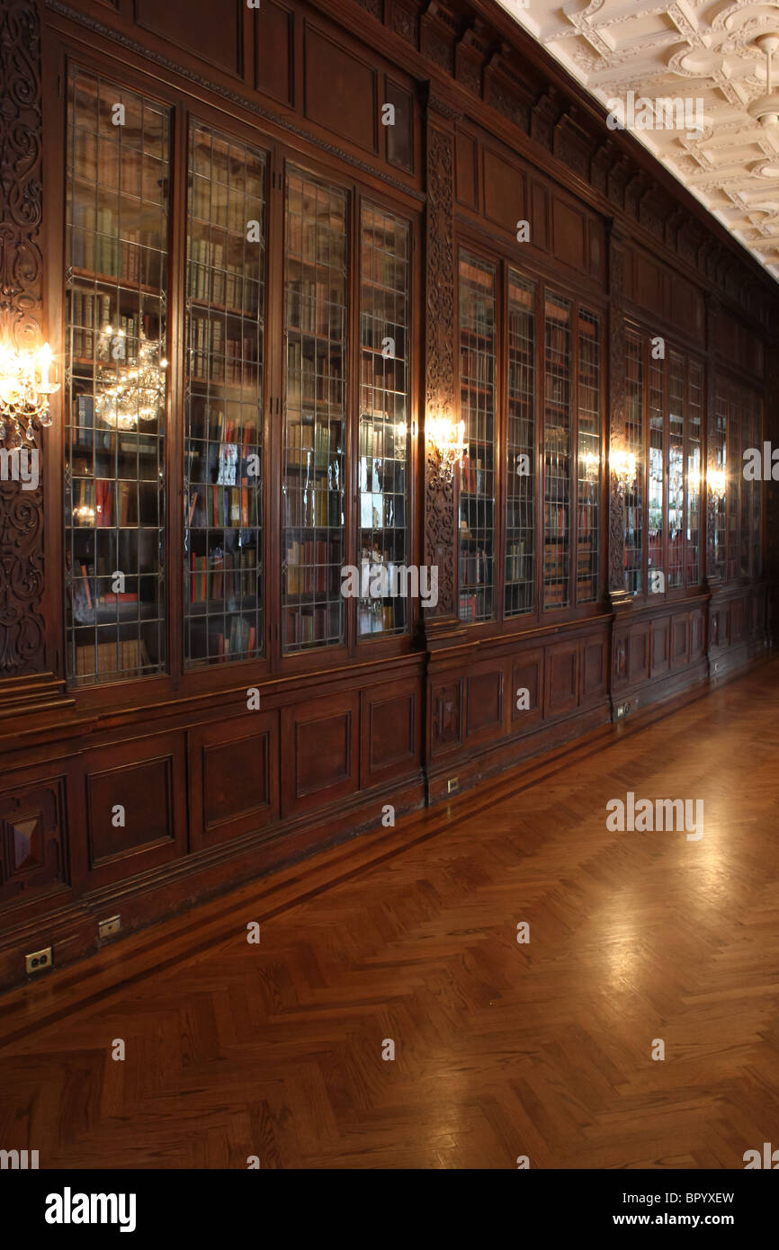 vintage wooden bookshelf Stock Photo