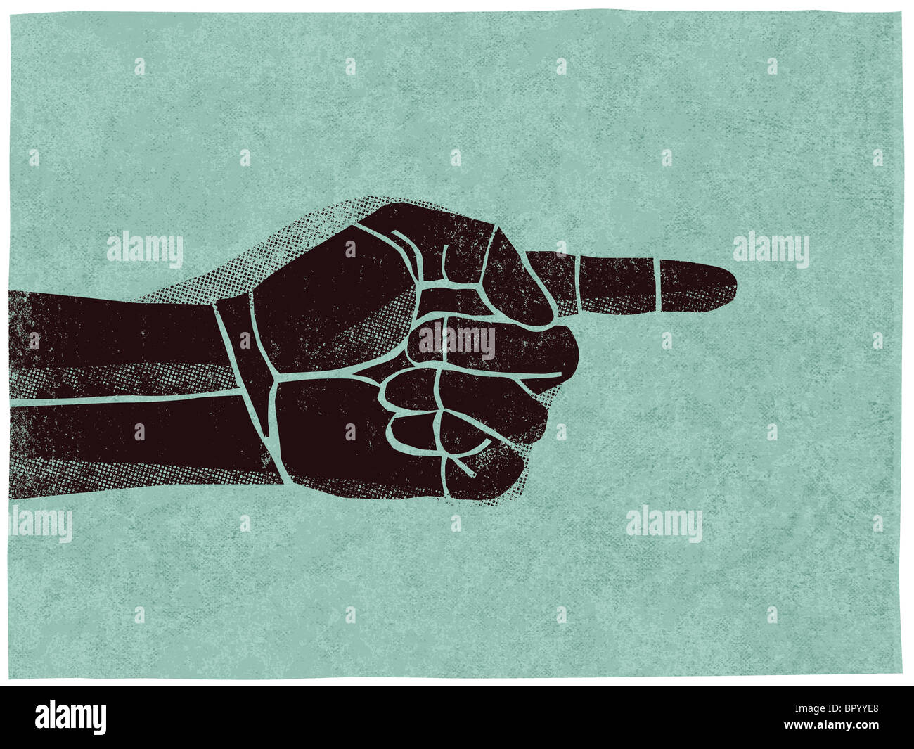 Illustration of a hand pointing sideways Stock Photo