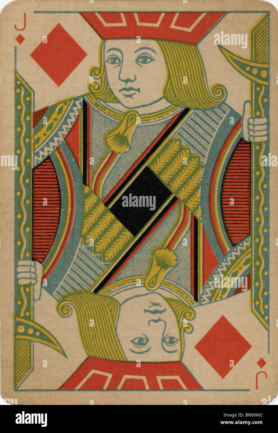 Jack of Diamonds vintage playing card Stock Photo