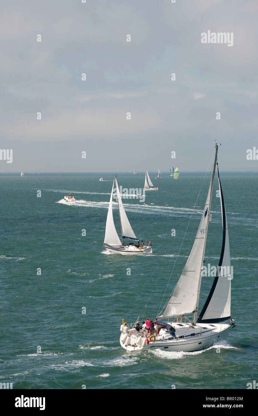 Yachts sailing on the Solent, England Stock Photo Alamy