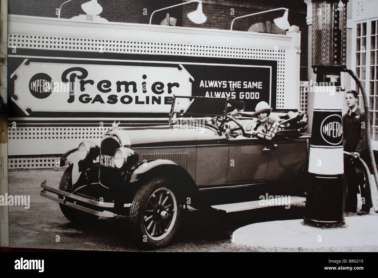 vintage gas filling station poster Stock Photo