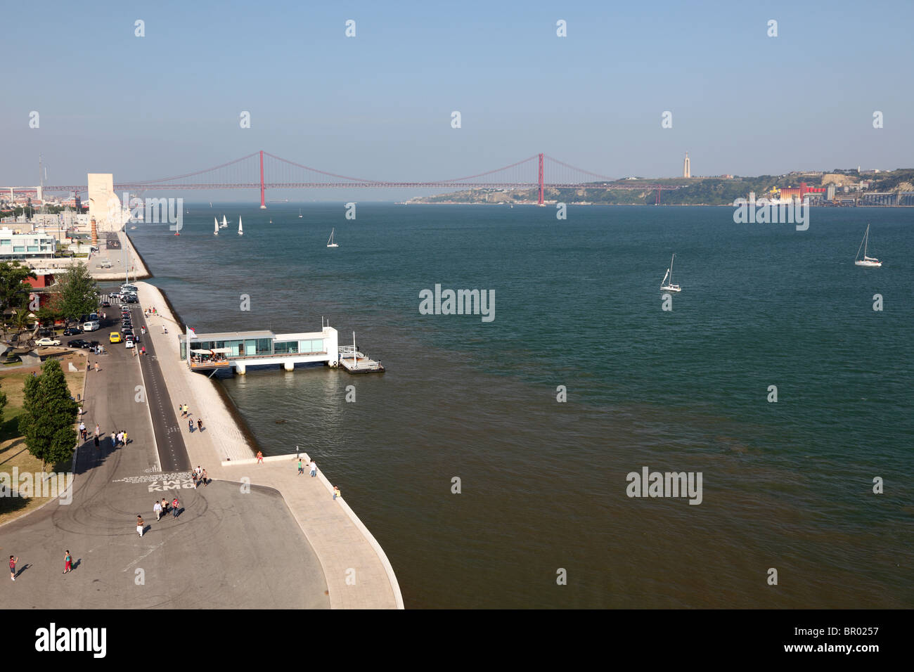 View over the Tagus River from Belem Tower in Lisbon, Portugal Stock Photo
