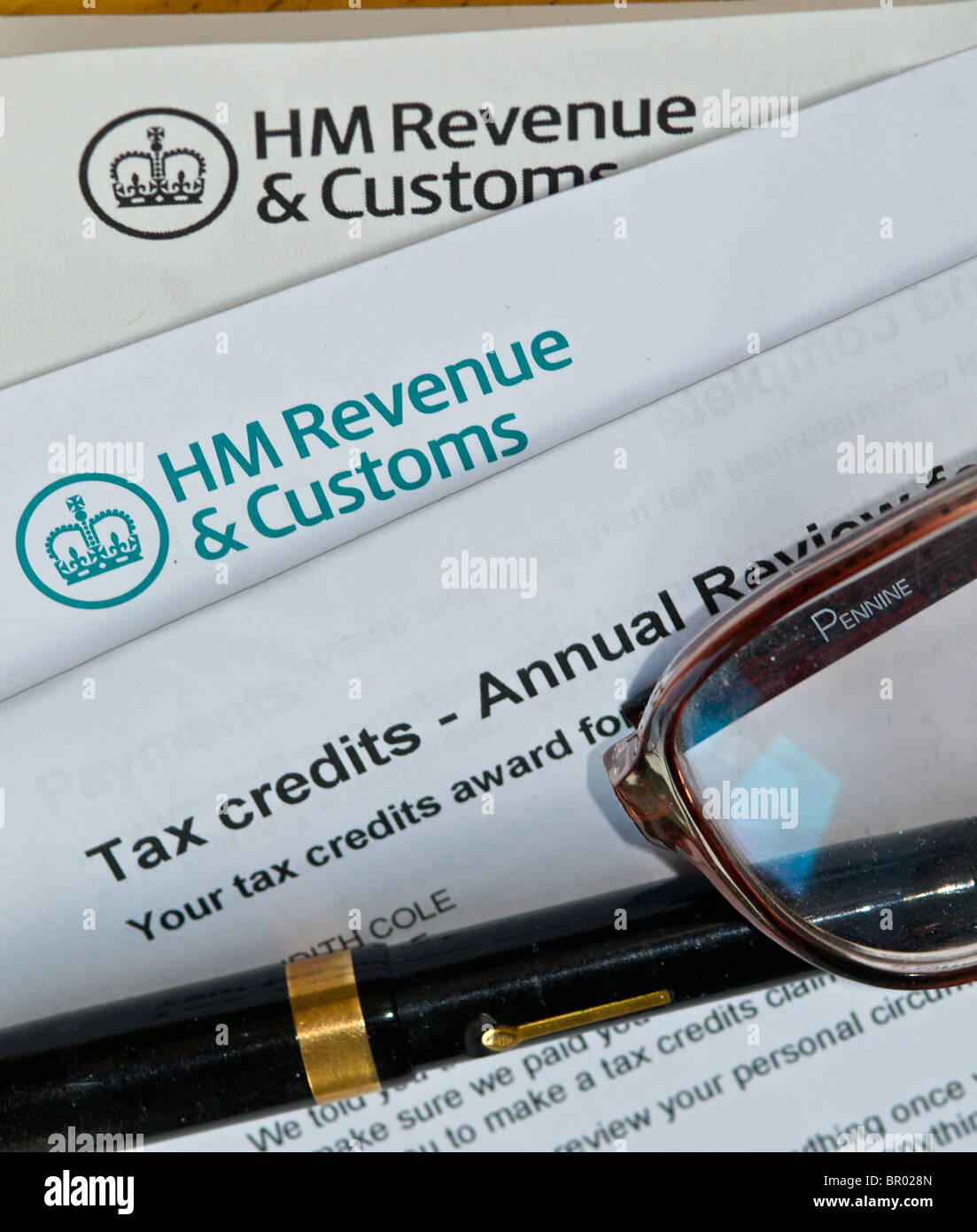 Her Majesty's Revenue and Customs (HMRC) papers, letters, documents Stock Photo