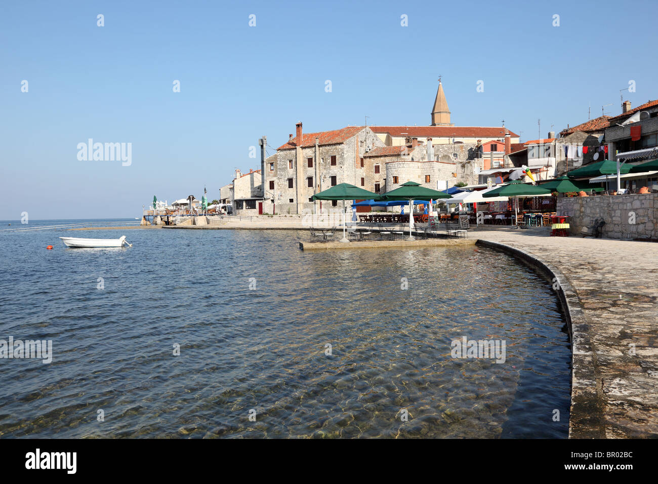 Promenade in Croatian town Umag at the Adriatic Sea Stock Photo