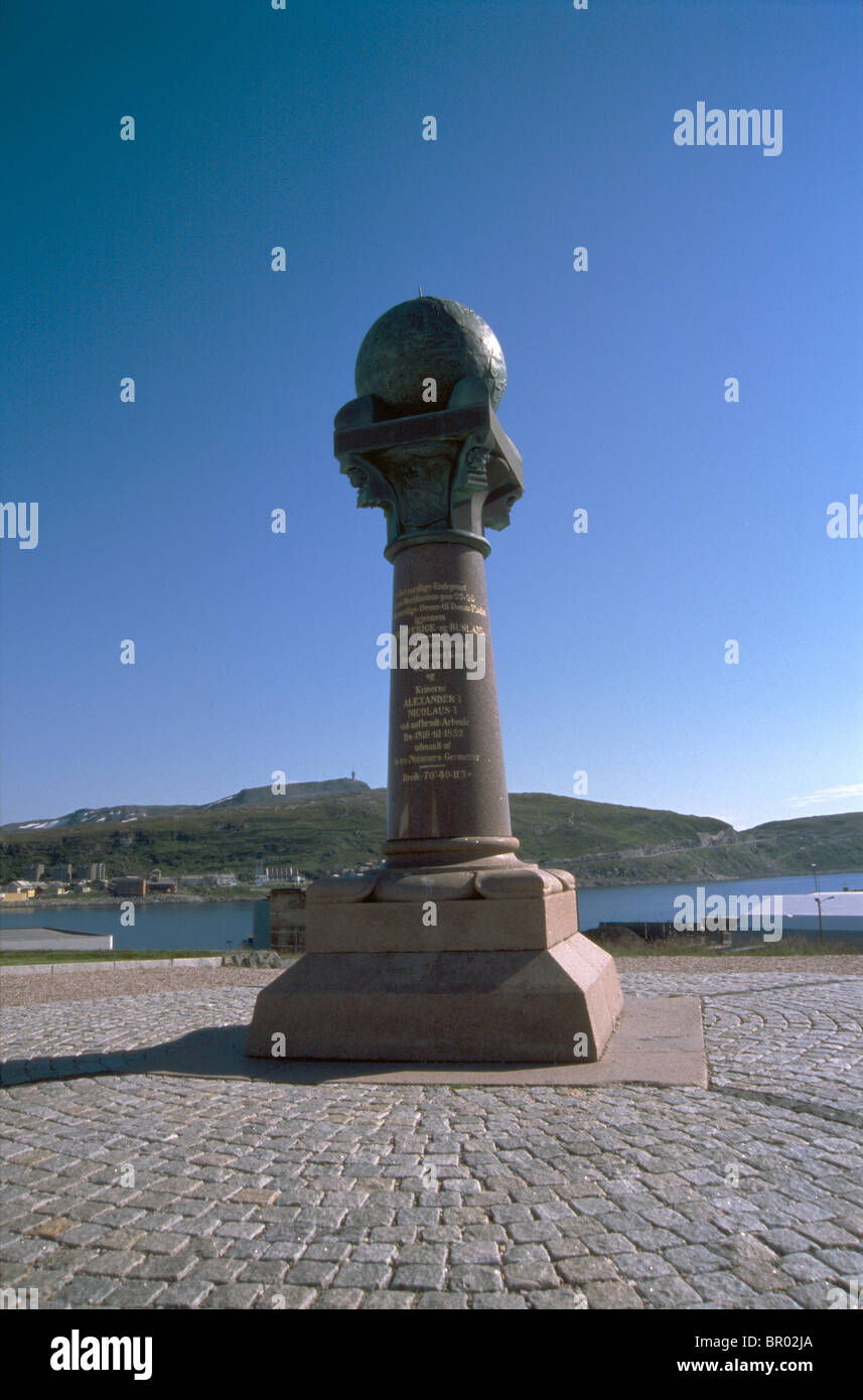 The Meridian Stone, Hammerfest, Norway Stock Photo